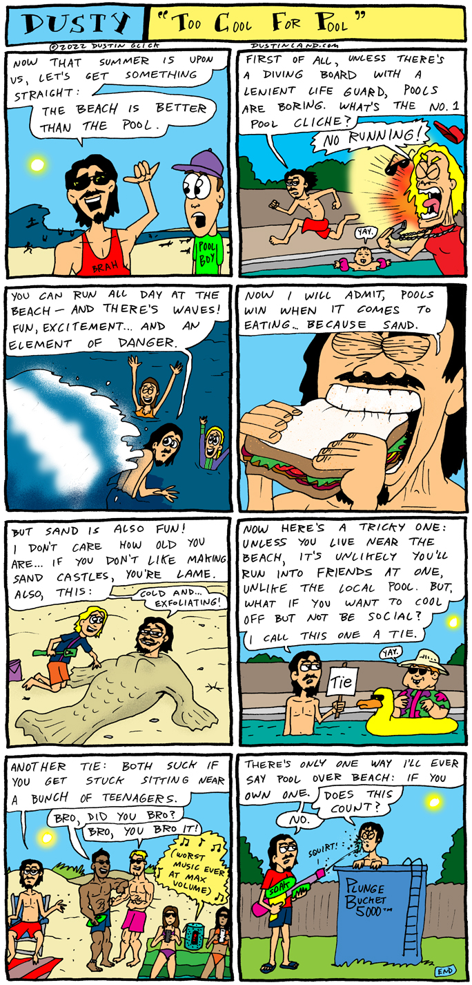 dustinland beach pool comic