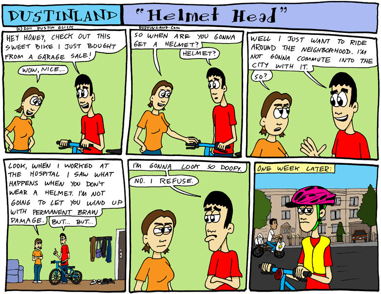 dustinland bike helmet comic