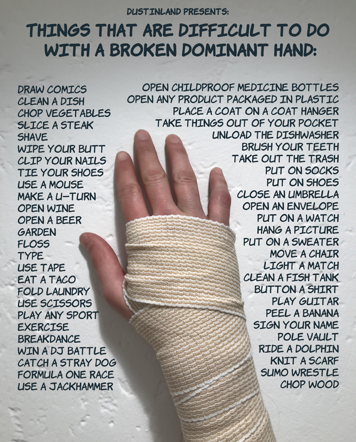 dustinland comic broken hand