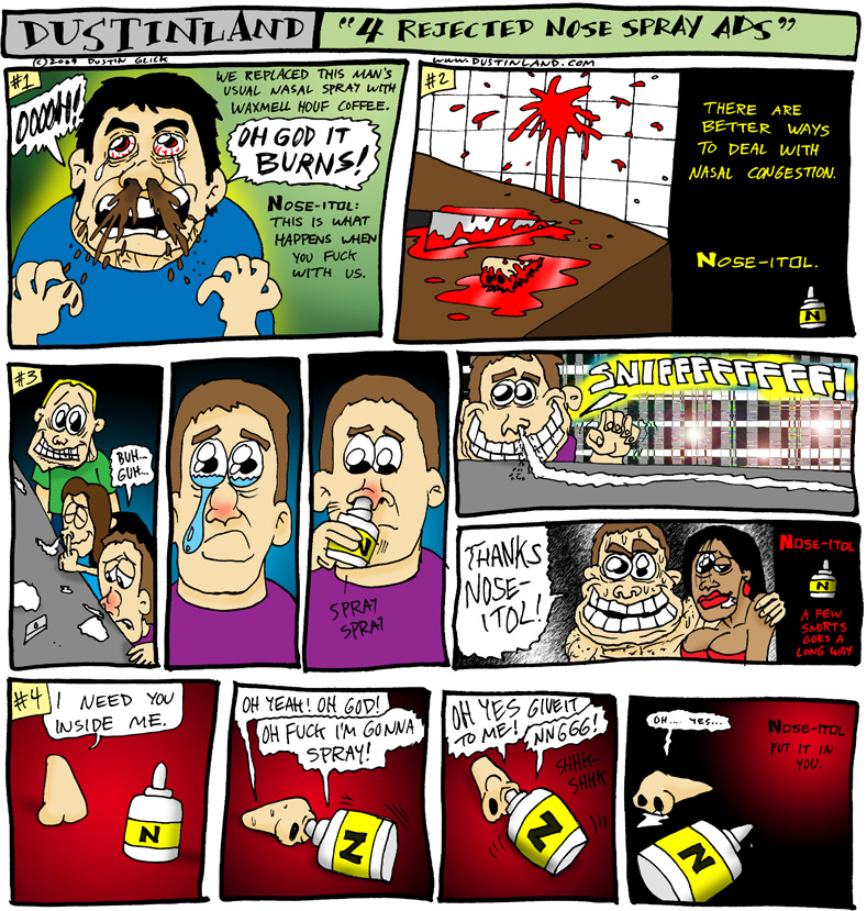 dustinland comic cartoon nosespray