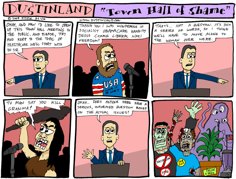 dustinland comic town hall cartoon healthcare